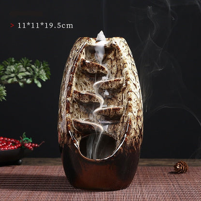Waterfall Incense Burner Decorative Holder for Relaxing Aromatherapy