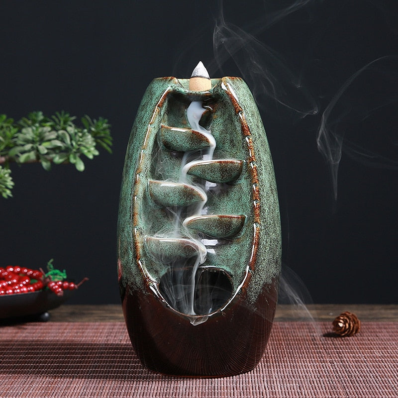 Waterfall Incense Burner Decorative Holder for Relaxing Aromatherapy