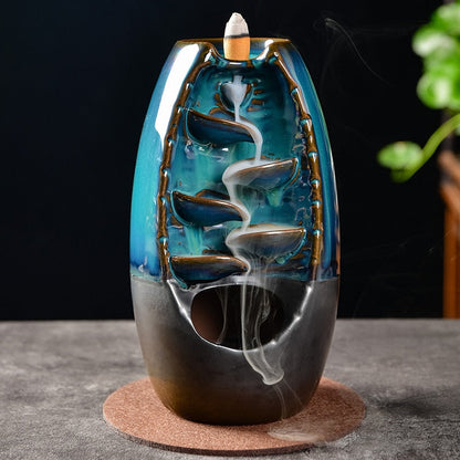Waterfall Incense Burner Decorative Holder for Relaxing Aromatherapy