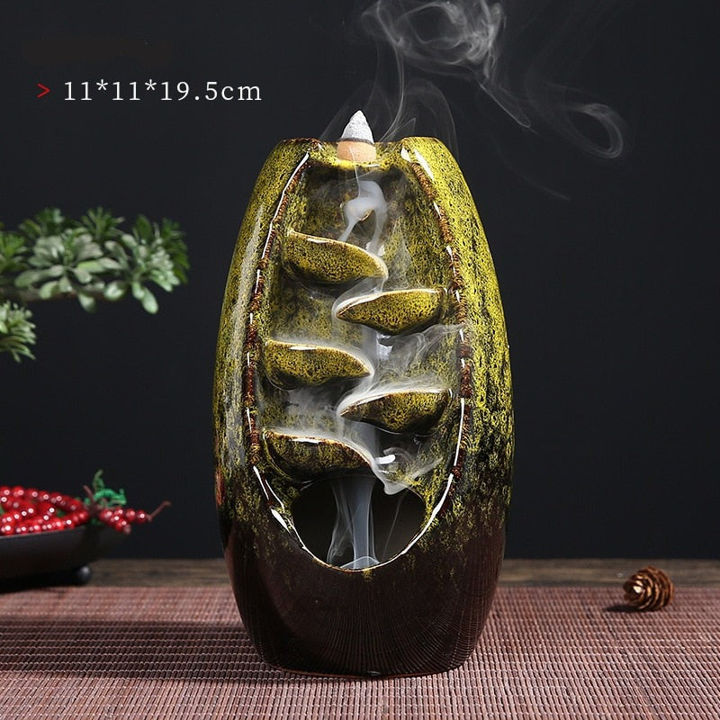 Waterfall Incense Burner Decorative Holder for Relaxing Aromatherapy