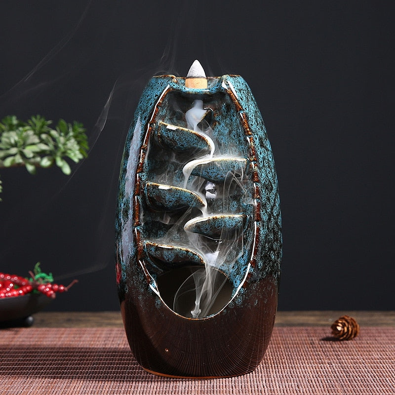 Waterfall Incense Burner Decorative Holder for Relaxing Aromatherapy
