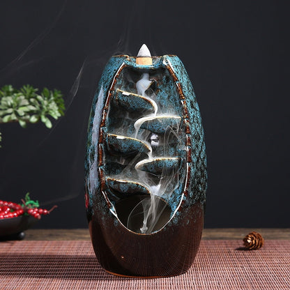 Waterfall Incense Burner Decorative Holder for Relaxing Aromatherapy