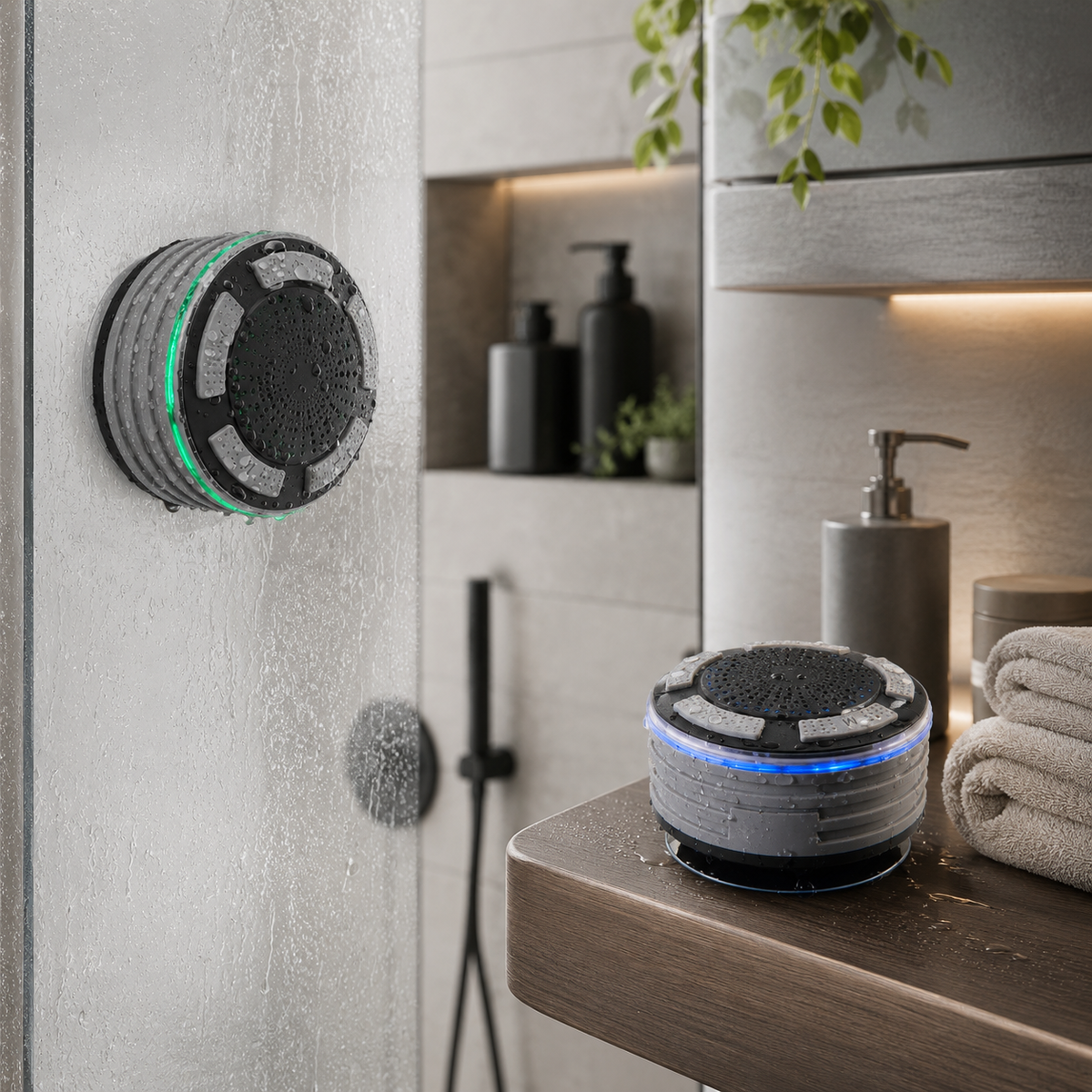 Waterdichte Bluetooth-douchespeaker met draadloze verbinding, zuignapbevestiging en tot 8 uur afspeeltijd