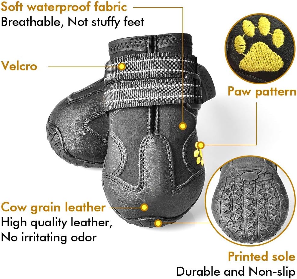 Waterproof Dog Boots Anti Slip Paw Protection Shoes