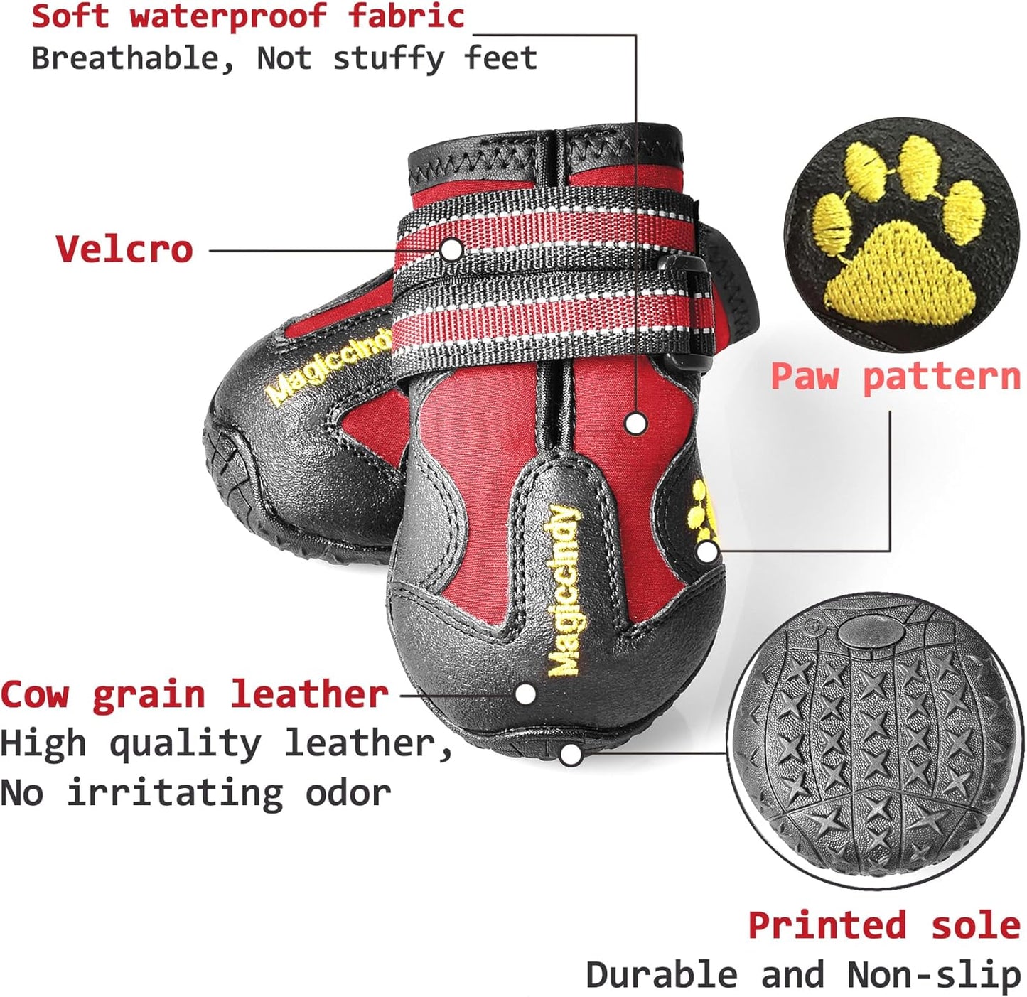 Waterproof Dog Boots Anti Slip Paw Protection Shoes