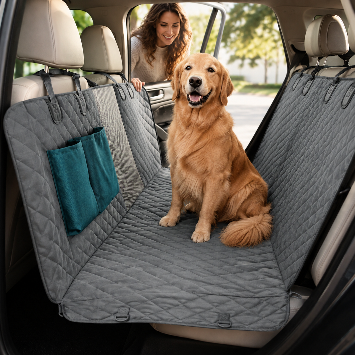 Waterproof Dog Car Seat Cover with Adjustable Straps and Non-Slip Protection