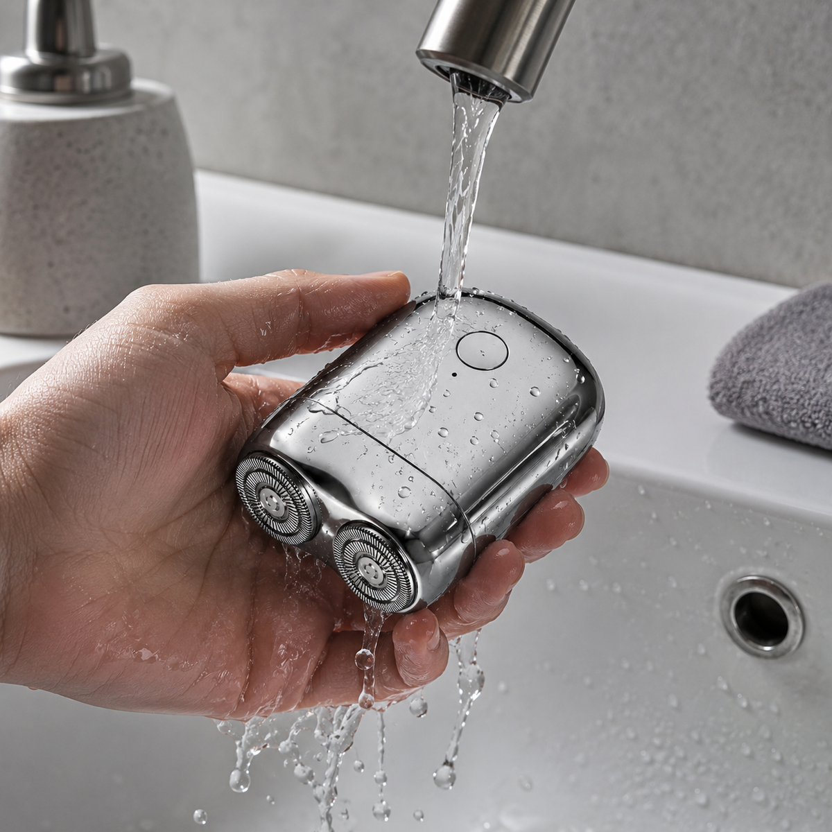 Waterdicht elektrisch scheerapparaat met stil roterend systeem met twee mesjes voor het scheren van gezicht en hals