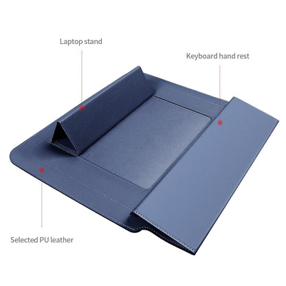 Waterproof PU Leather Laptop Sleeve with Shock Resistant Protection and Foldable Stand