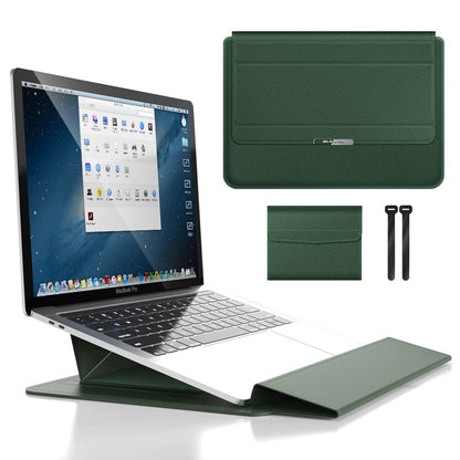 Waterproof PU Leather Laptop Sleeve with Shock Resistant Protection and Foldable Stand
