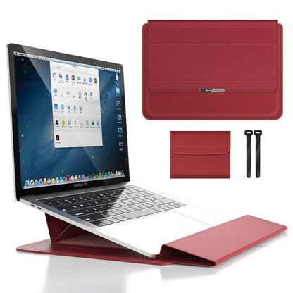 Waterproof PU Leather Laptop Sleeve with Shock Resistant Protection and Foldable Stand