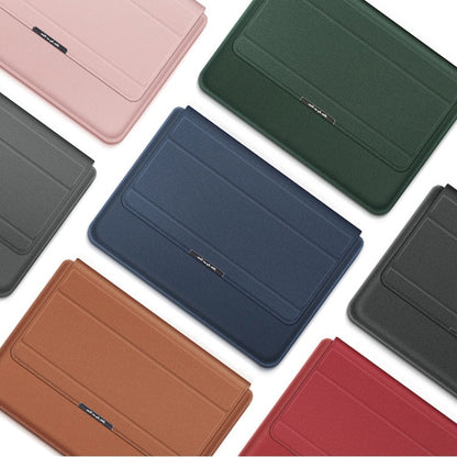 Waterproof PU Leather Laptop Sleeve with Shock Resistant Protection and Foldable Stand