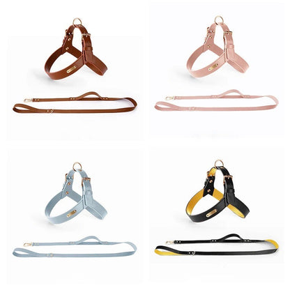 Waterproof Leather Dog Harness Adjustable Comfortable Pet Vest