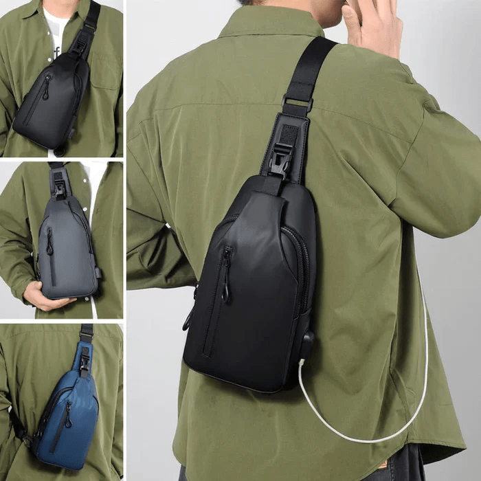 Waterproof Shoulder Bag Crossbody Travel Sling Bag USB Charging