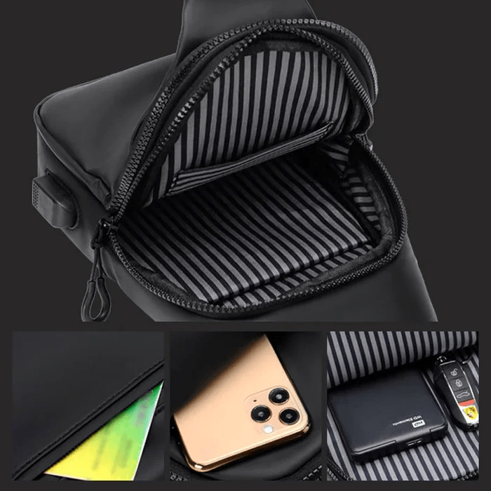 Waterproof Shoulder Bag Crossbody Travel Sling Bag USB Charging