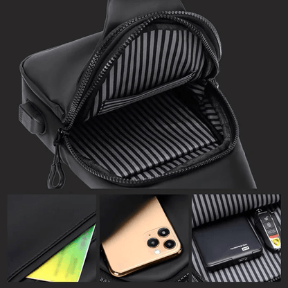 Waterproof Shoulder Bag Crossbody Travel Sling Bag USB Charging