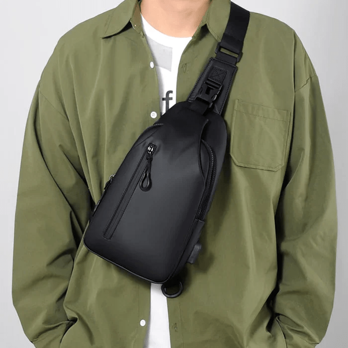 Waterproof Shoulder Bag Crossbody Travel Sling Bag USB Charging
