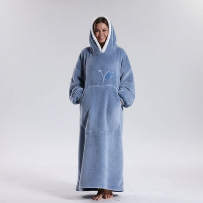 Wearable Hooded Blanket Cozy Winter Throw Sleeves Pocket
