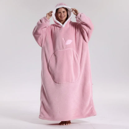 Wearable Hooded Blanket Cozy Winter Throw Sleeves Pocket