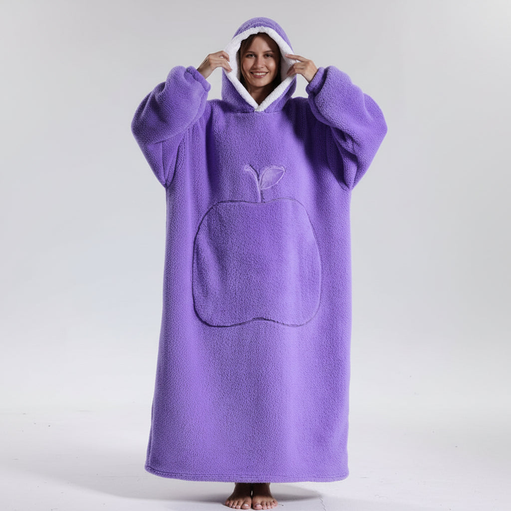 Wearable Hooded Blanket Cozy Winter Throw Sleeves Pocket
