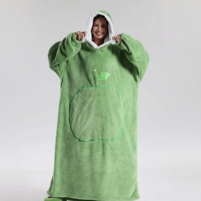 Wearable Hooded Blanket Cozy Winter Throw Sleeves Pocket