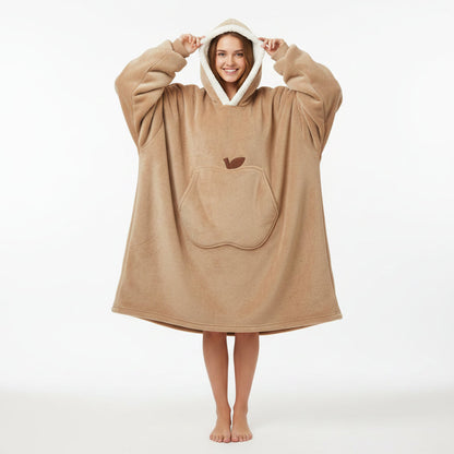 Wearable Hooded Blanket Cozy Winter Throw Sleeves Pocket