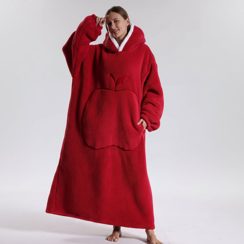 Wearable Hooded Blanket Cozy Winter Throw Sleeves Pocket