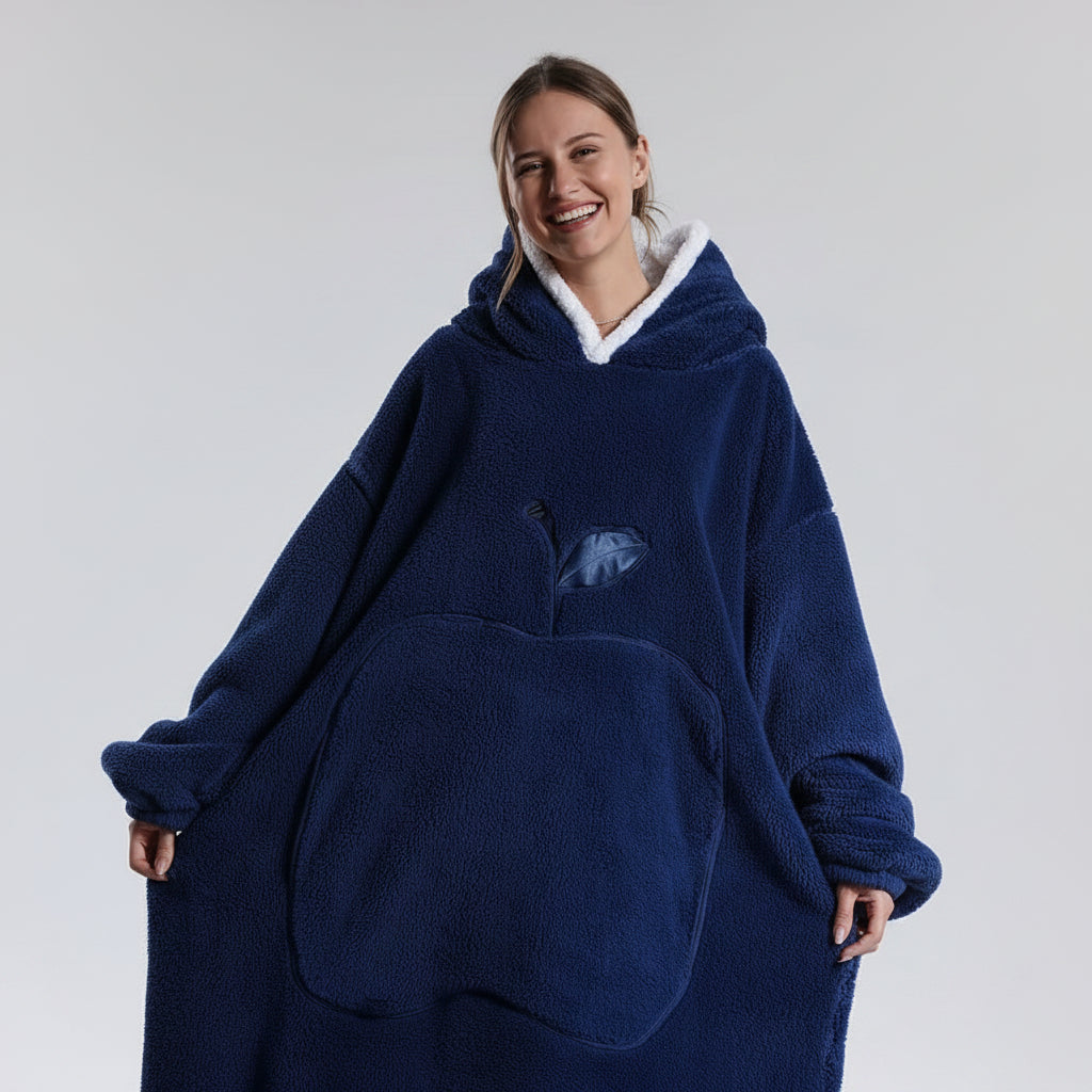 Wearable Hooded Blanket Cozy Winter Throw Sleeves Pocket