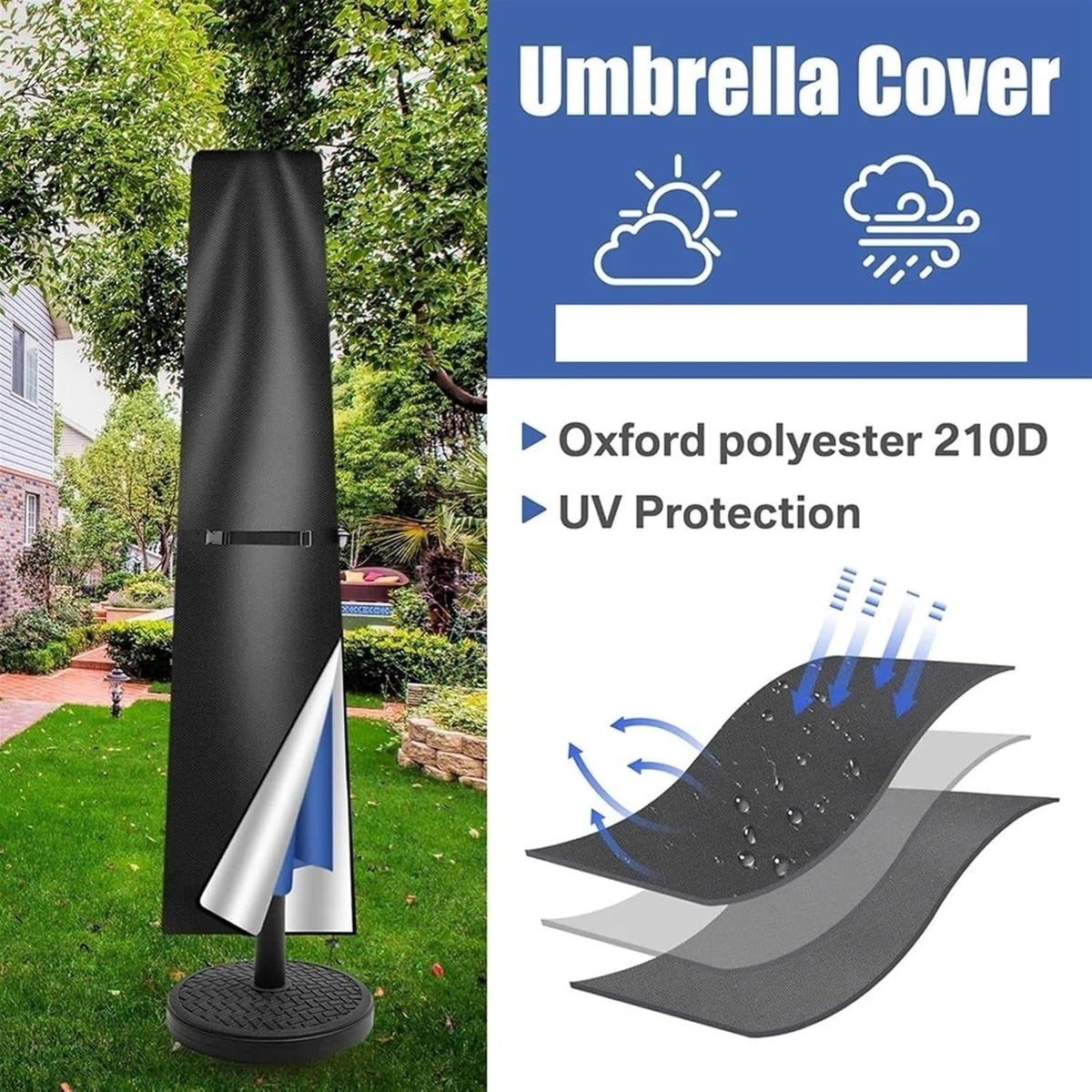 Weather Resistant Outdoor Patio Umbrella Cover Protective Garden Accessory
