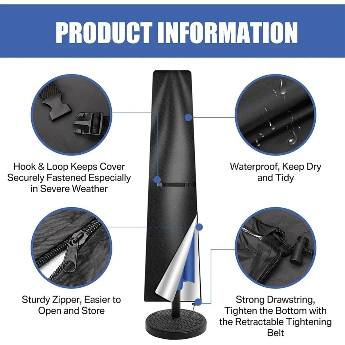 Weather Resistant Outdoor Patio Umbrella Cover Protective Garden Accessory