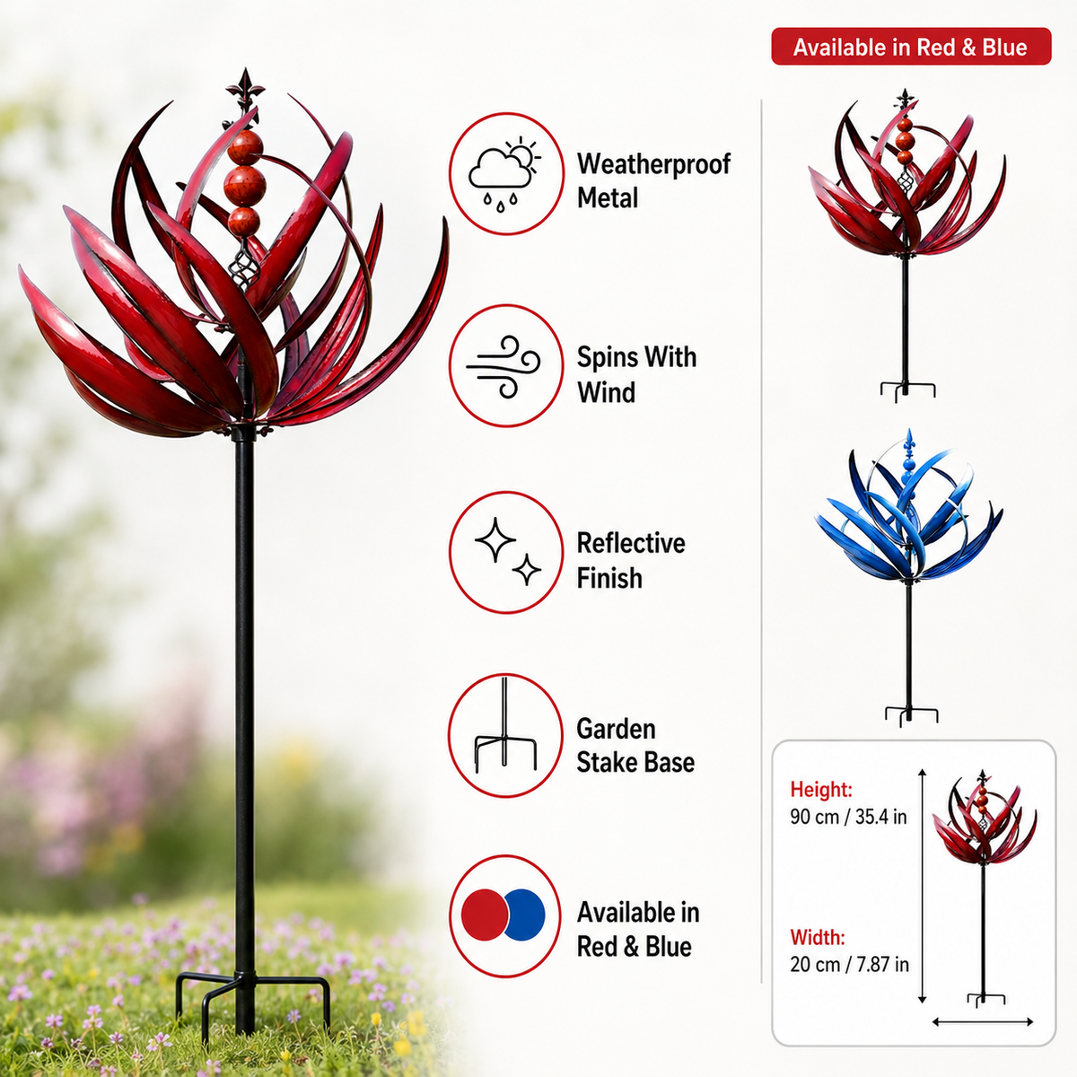 Weatherproof Hanging Wind Spinner Garden Decoration