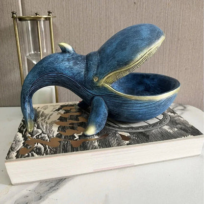 Whale-Shaped Decorative Catchall Tray for Keys and Accessories