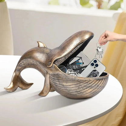 Whale-Shaped Decorative Catchall Tray for Keys and Accessories