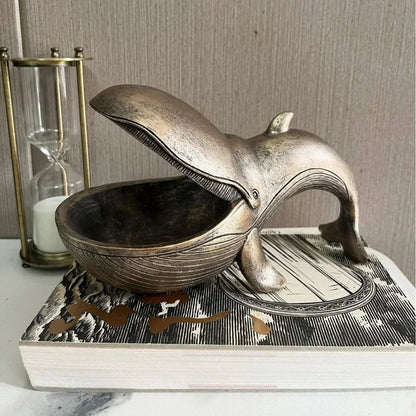 Whale-Shaped Decorative Catchall Tray for Keys and Accessories