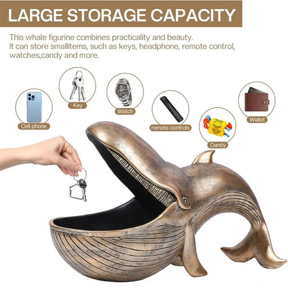 Whale-Shaped Decorative Catchall Tray for Keys and Accessories