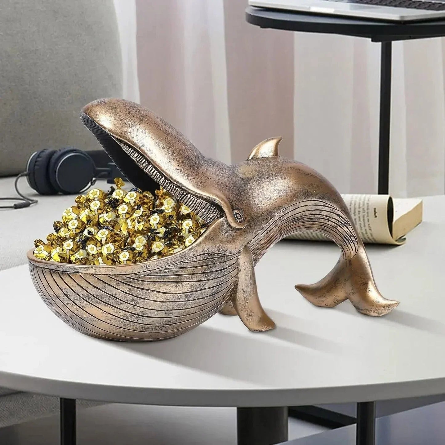 Whale-Shaped Decorative Catchall Tray for Keys and Accessories