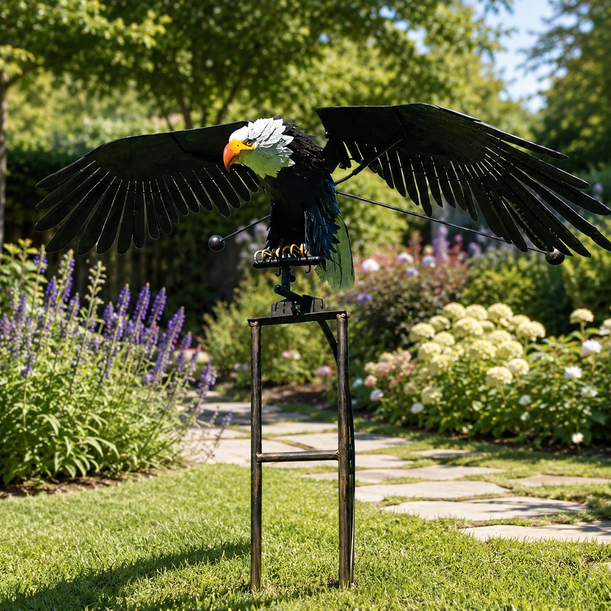 Wind Responsive Garden Bird Decoration with Flapping Wings