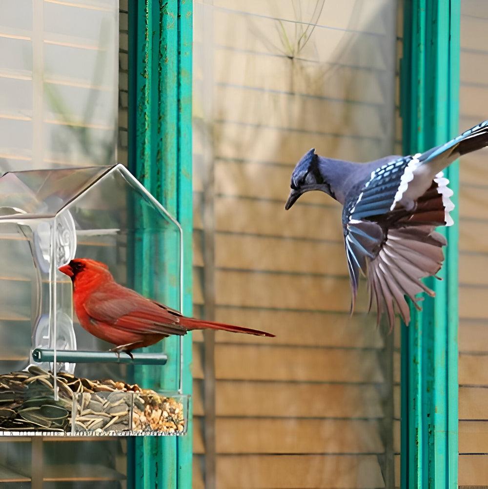 Window Bird Feeder Clear Acrylic Suction Cup Feeding Tray