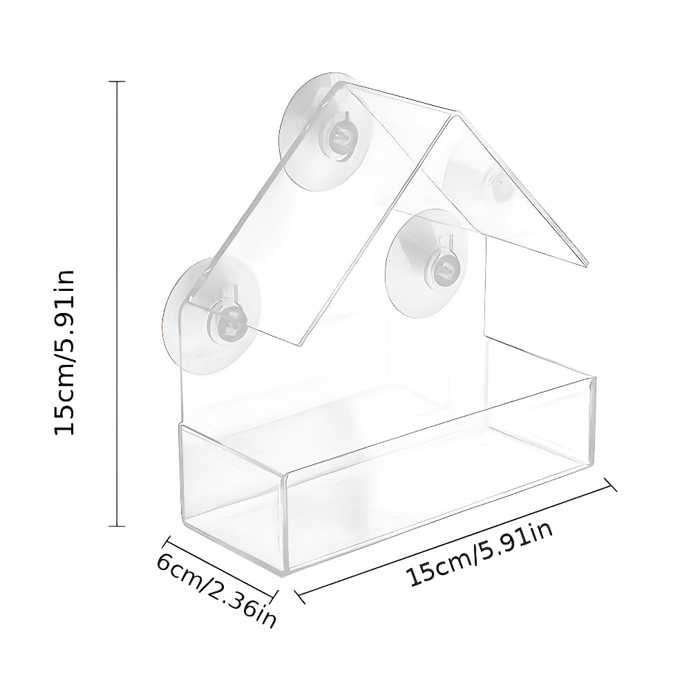 Window Bird Feeder Clear Acrylic Suction Cup Feeding Tray