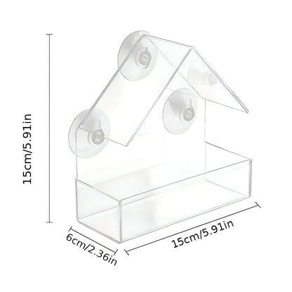 Window Bird Feeder Clear Acrylic Suction Cup Feeding Tray