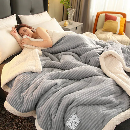 Winter Fleece Blanket Soft Warm Throw Cozy Sofa Bed Blanket