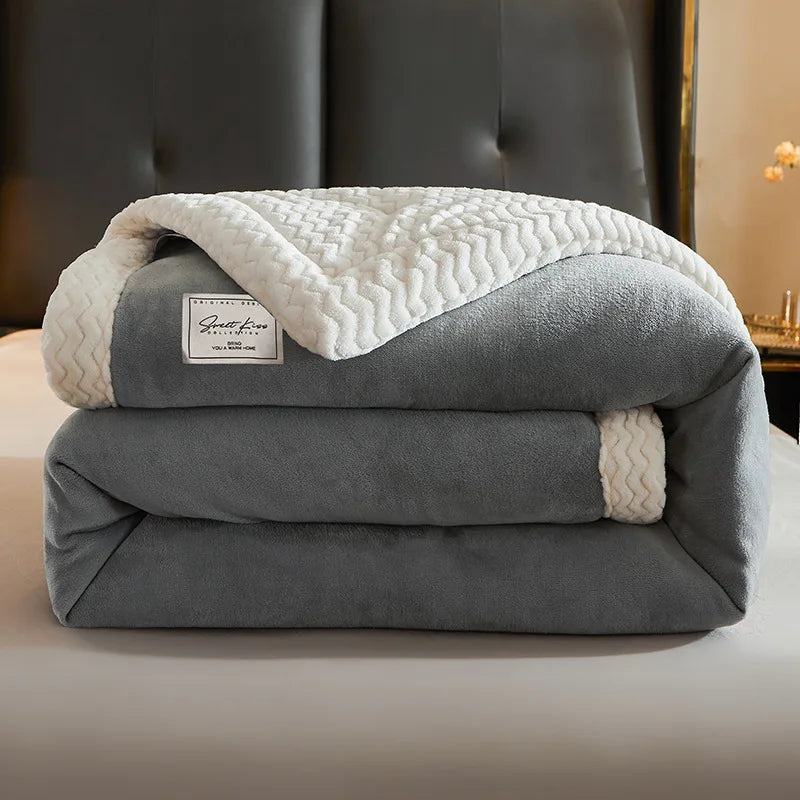 Winter Fleece Blanket Soft Warm Throw Cozy Sofa Bed Blanket