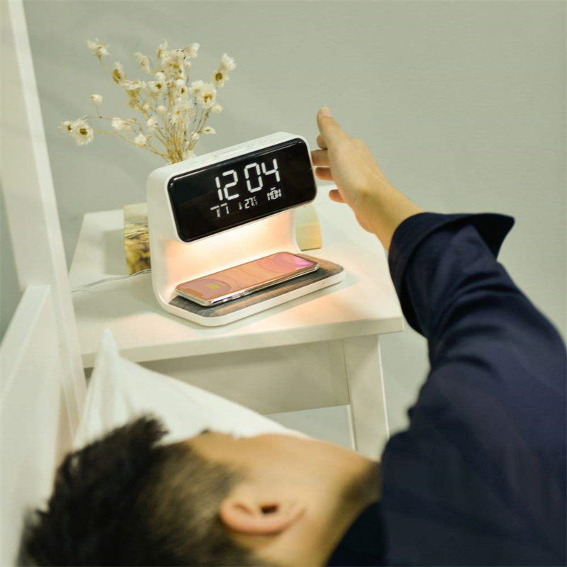 Wireless Charging Bedside Lamp LED Alarm Clock Touch Table Light