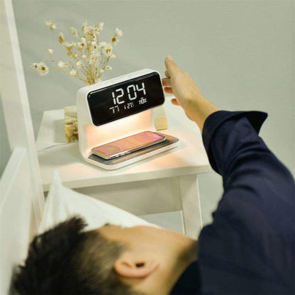 Wireless Charging Bedside Lamp LED Alarm Clock Touch Table Light