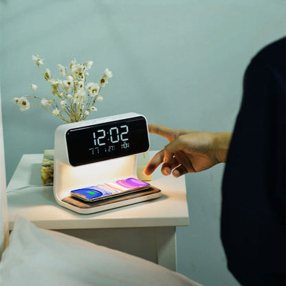 Wireless Charging Bedside Lamp LED Alarm Clock Touch Table Light