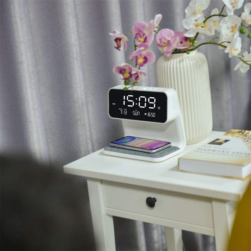 Wireless Charging Bedside Lamp LED Alarm Clock Touch Table Light