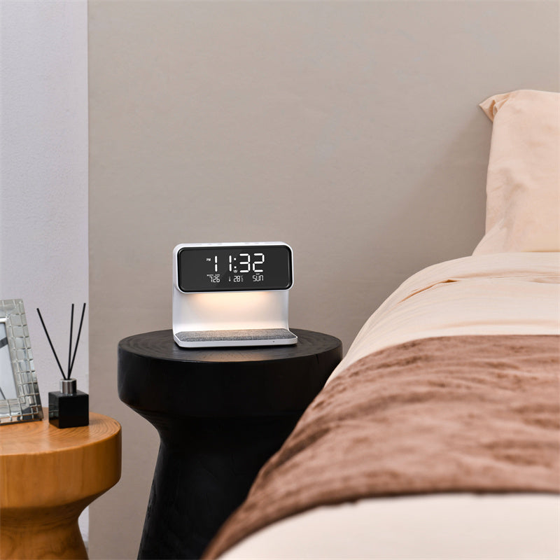 Wireless Charging Bedside Lamp LED Alarm Clock Touch Table Light