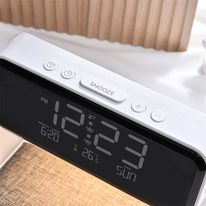 Wireless Charging Bedside Lamp LED Alarm Clock Touch Table Light