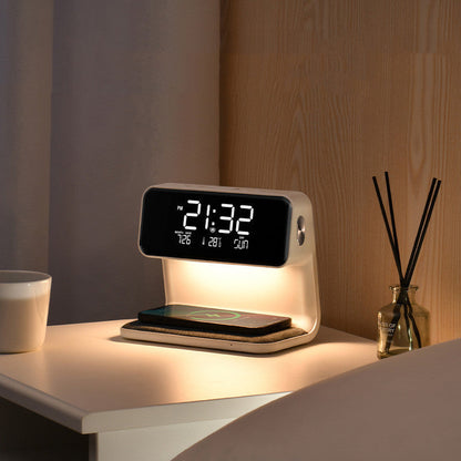Wireless Charging Bedside Lamp LED Alarm Clock Touch Table Light