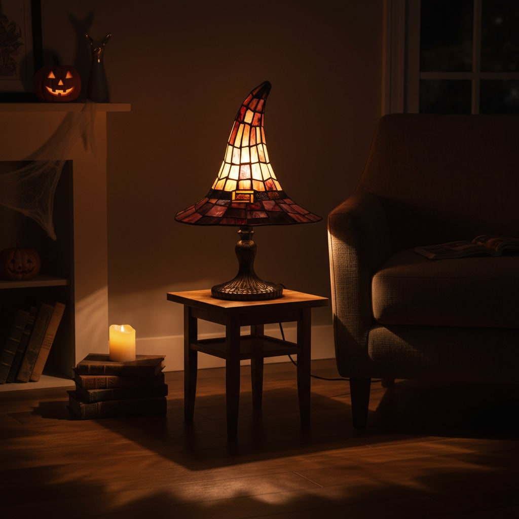 Tafellamp in heksenhoedvorm, via USB gevoed, sfeerverlichting voor Halloween