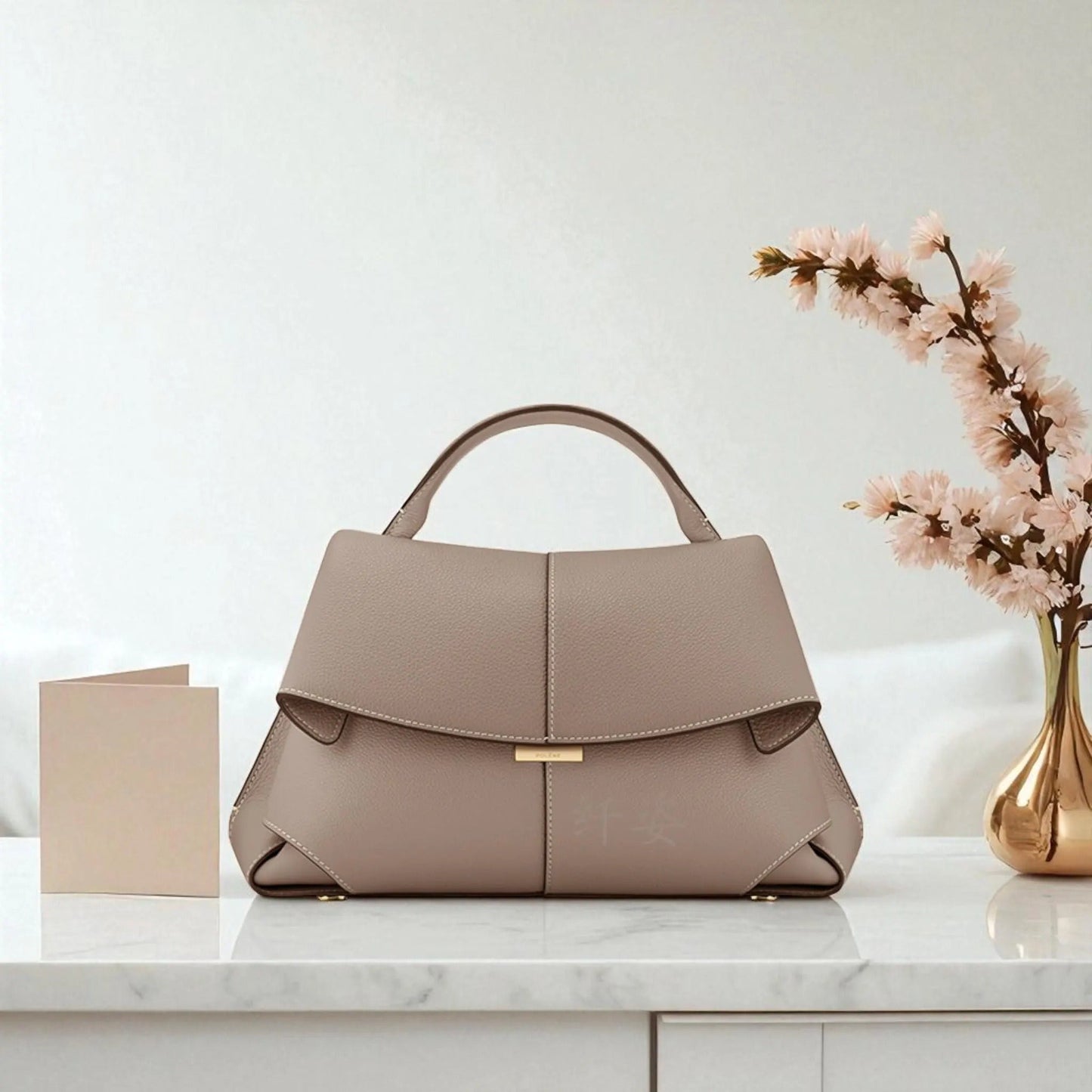 Women Vegan Leather Handbag Roll Design Large Capacity Shoulder Bag